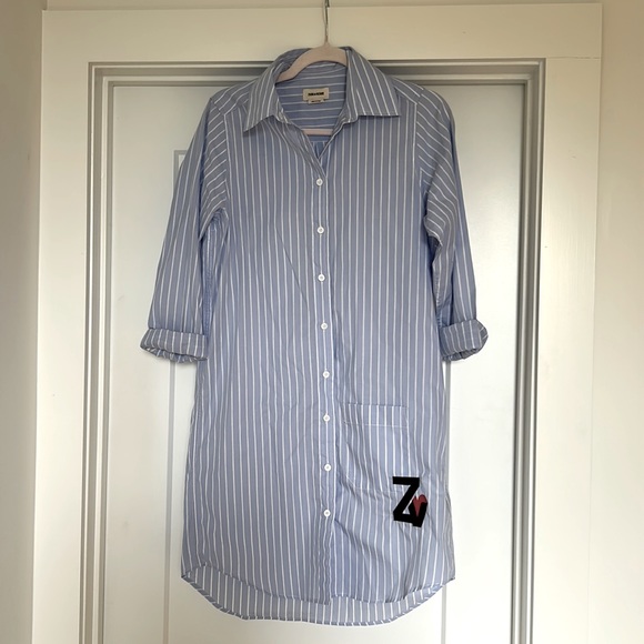 Zadig & Voltaire Rais shirt dress size XS. NWOT Oxford blue and white stripe. - Picture 3 of 7